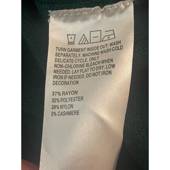 IMAN 2X Green Rhinestone Embellished Tunic Sweater Cashmere Blend NWT - Picture 6 of 12